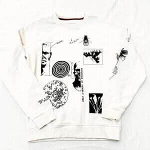 Denim & Flower White Sweatshirt Graphic Insects Sweater Size Medium